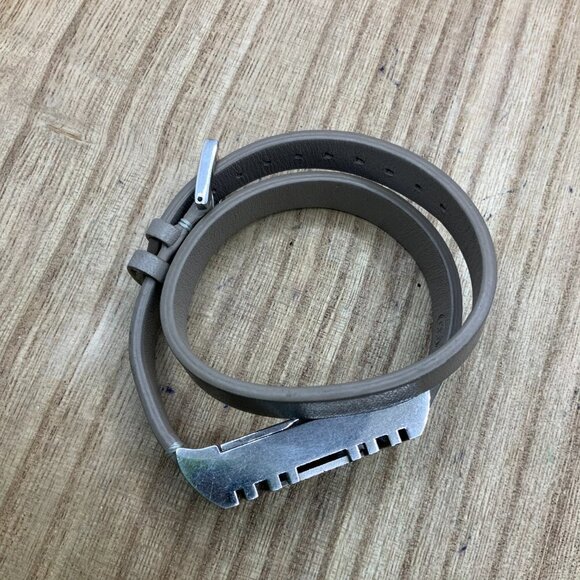 Tory Burch Silver Tone Light Gray Wrap Leather Fitbit Flex Bracelet - Picture 6 of 6